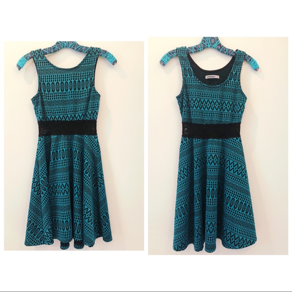 Blue and Black Patterned dress